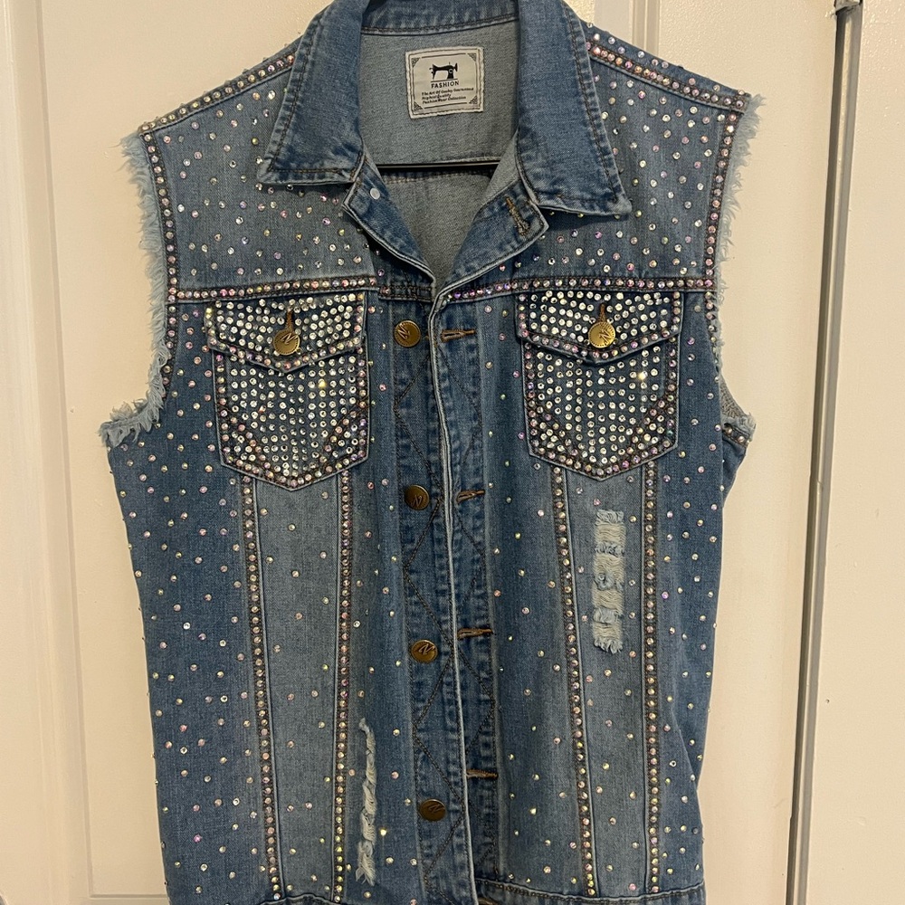 Studded Denim Vest